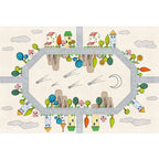 Casual Cartoon Patterned Rug Multicolored Cotton Blend Rug Non-Slip Back Easy Care Rug for the Bedroom