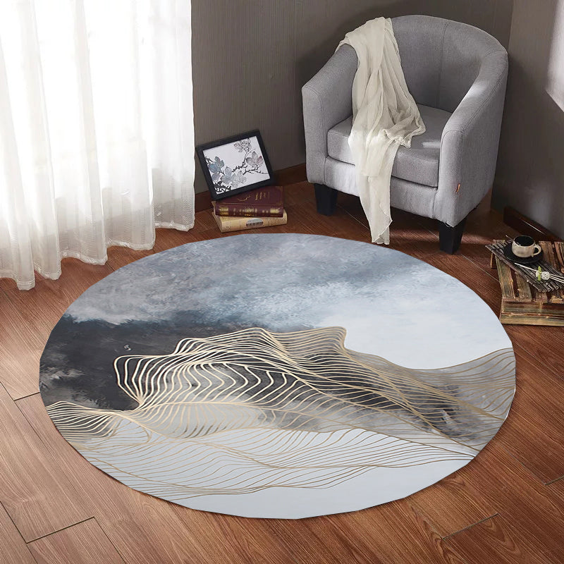 Creative Abstract Printed Area Rug Multicolor Synthetic Carpet Non-Slip Back Stain Resistant Rug for Bedroom