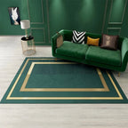 Novelty Geometric Pattern Rug Green Polypropylene Rug Stain Resistant Non-Slip Rug for Room Decor