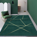 Novelty Geometric Pattern Rug Green Polypropylene Rug Stain Resistant Non-Slip Rug for Room Decor