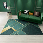 Novelty Geometric Pattern Rug Green Polypropylene Rug Stain Resistant Non-Slip Rug for Room Decor