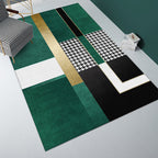 Multi-Color Bedroom Rug Nordic Geometric Printed Rug Cotton Blend Non-Slip Backing Easy Care Rug