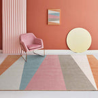 Multi-Color Bedroom Rug Nordic Geometric Printed Rug Cotton Blend Non-Slip Backing Easy Care Rug