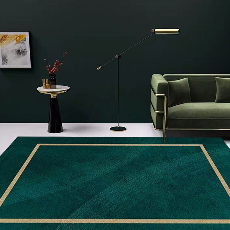 Blackgreen Living Room Carpet Trendy Geometric Pattern Area Carpet Cotton Blend Pet Friendly Carpet