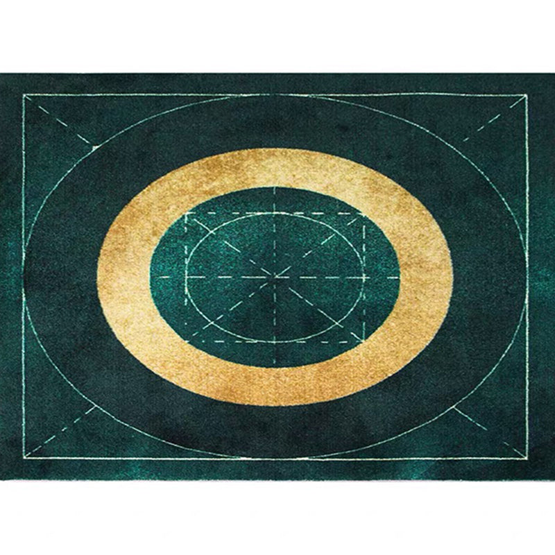 Blackgreen Living Room Carpet Trendy Geometric Pattern Area Carpet Cotton Blend Pet Friendly Carpet