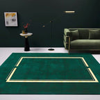 Blackgreen Living Room Carpet Trendy Geometric Pattern Area Carpet Cotton Blend Pet Friendly Carpet
