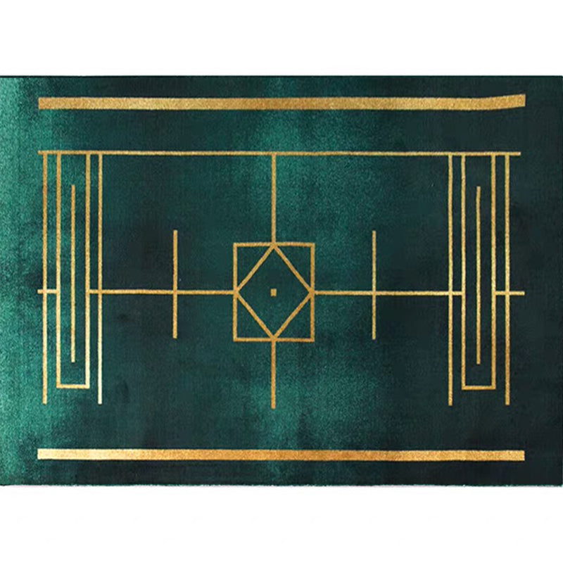 Blackgreen Living Room Carpet Trendy Geometric Pattern Area Carpet Cotton Blend Pet Friendly Carpet