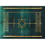 Blackgreen Living Room Carpet Trendy Geometric Pattern Area Carpet Cotton Blend Pet Friendly Carpet