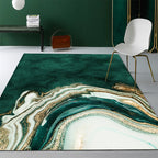 Modern Abstract Patterned Rug Dark Green Cotton Blend Carpet Easy Care Pet Friendly Rug for the Living Room