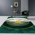 Modern Abstract Patterned Rug Dark Green Cotton Blend Carpet Easy Care Pet Friendly Rug for the Living Room