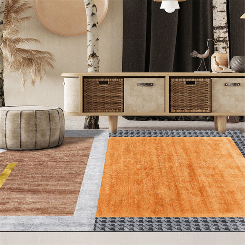 Multi-colored room rug Contemporary geo print rug polyester machine washable pet friendly indoor rug