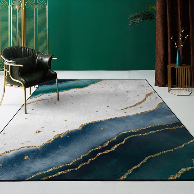 Multi-colored room rug Contemporary geo print rug polyester machine washable pet friendly indoor rug