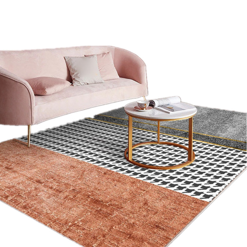Novelty Bedroom Carpet Multi-Colored Geometric Print Indoor Carpet Synthetic Non-Slip Back Washable Carpet