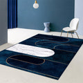Blue Abstract Printed Rug Cotton Blend Creative Rug Washable Non-Slip Back Rug for the Living Room