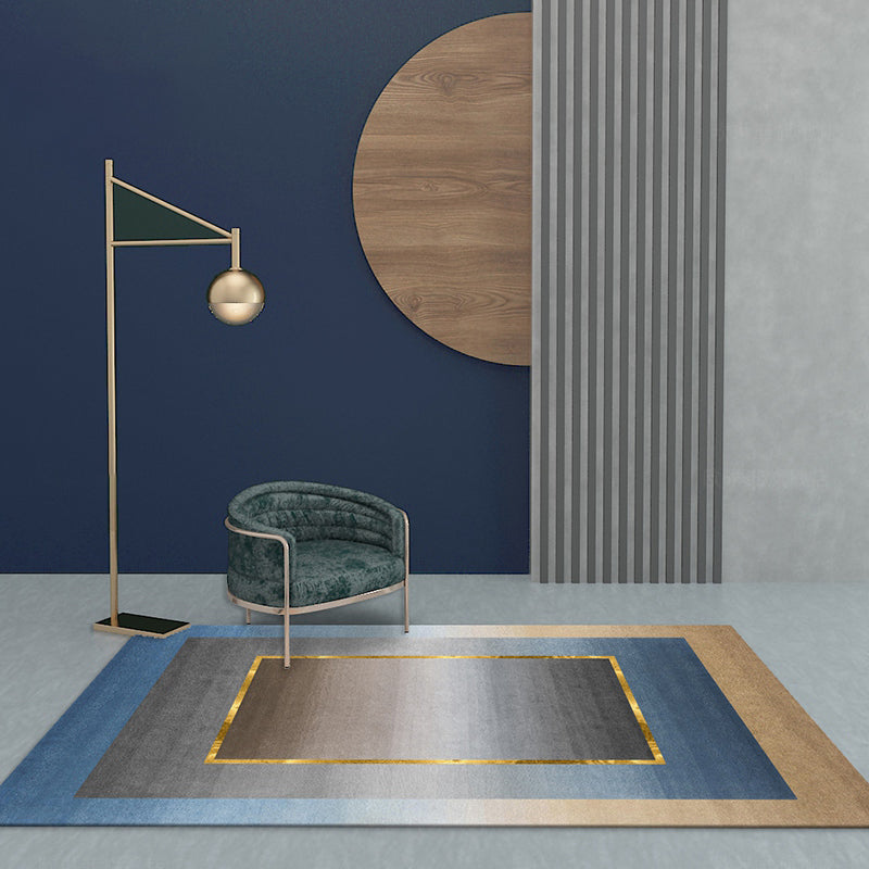 Nordic Geo patterned rug Gray Blue Polypropylene rug with non-slip backing Easy-care rug for room decoration
