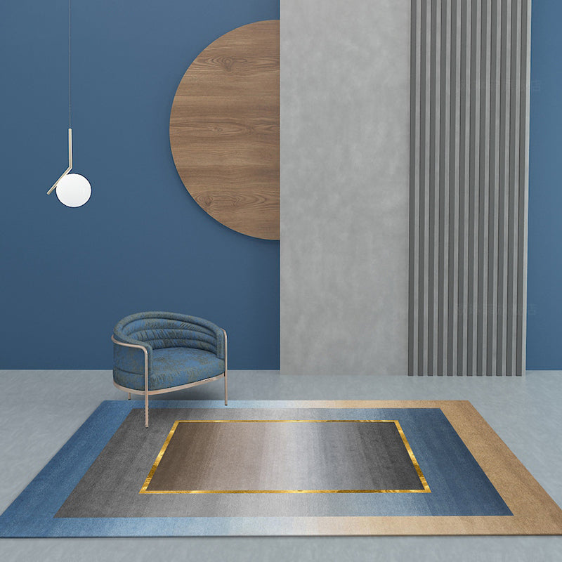 Nordic Geo patterned rug Gray Blue Polypropylene rug with non-slip backing Easy-care rug for room decoration