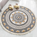 Multicolored, tribal patterned rug made of cotton blend, ethnic rug, easy to care for, hand-woven rug with tassels for the bedroom