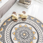 Multicolored tribal patterned rug made of cotton blend, ethnic rug, easy care, handwoven rug with fringes for the bedroom
