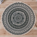 Moroccan Living Room Rug Multicolored Tribal Totem Print Rug Cotton Blend Machine Washable Rug with Fringe