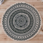 Moroccan Living Room Rug Multicolored Tribal Totem Print Rug Cotton Blend Machine Washable Rug with Fringe