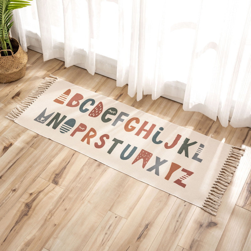 Nostalgia Tribal Pattern Rug Multicolored Synthetic Area Rug Pet-Friendly Easy Care Rug with Fringes for Bedroom