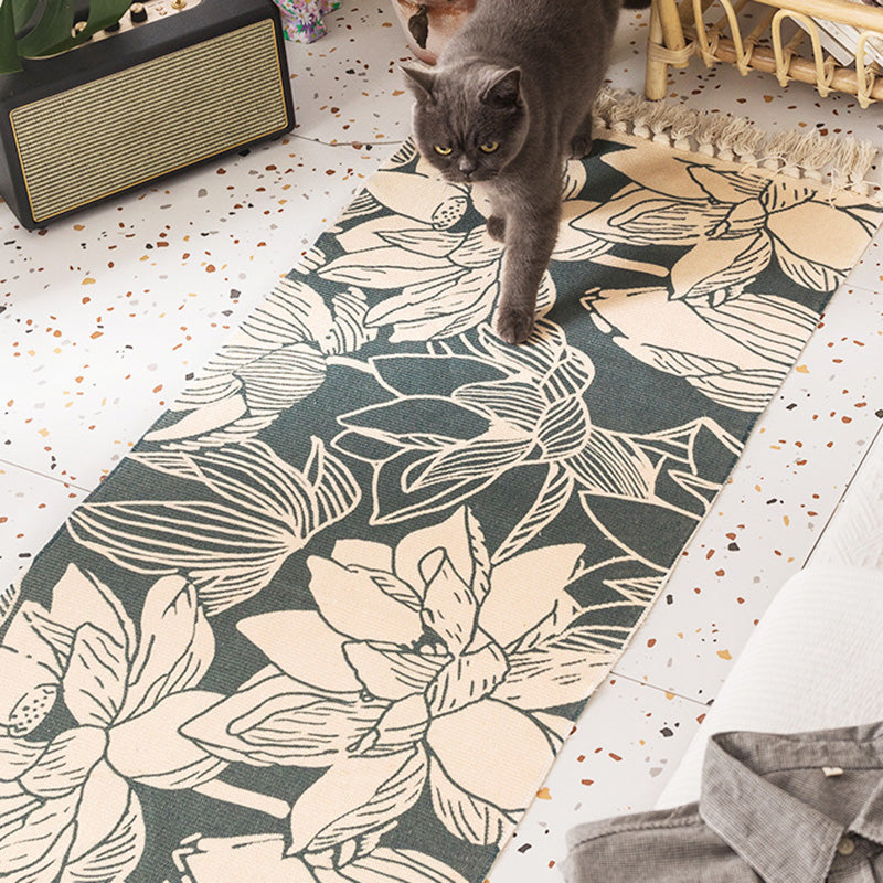 Nostalgia Tribal Pattern Rug Multicolored Synthetic Area Rug Pet-Friendly Easy Care Rug with Fringes for Bedroom
