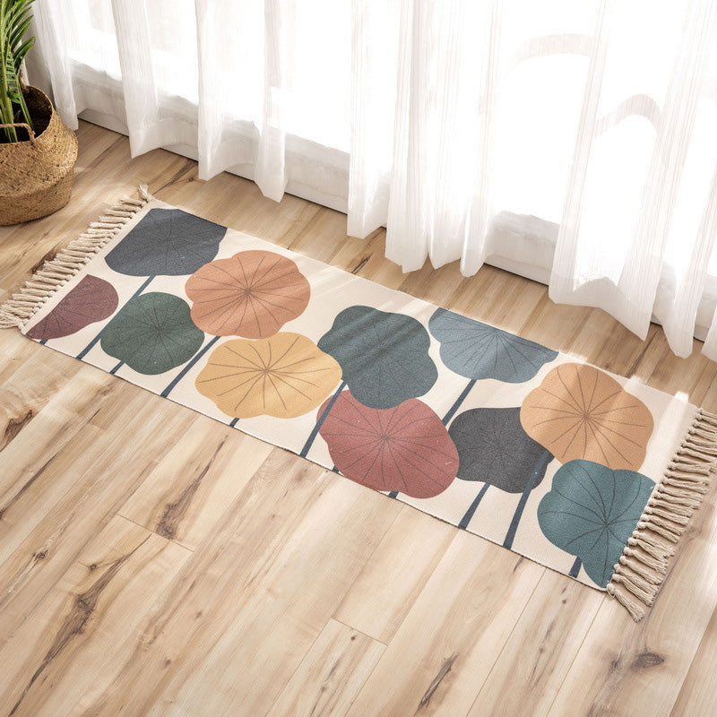 Nostalgia Tribal Pattern Rug Multicolored Synthetic Area Rug Pet-Friendly Easy Care Rug with Fringes for Bedroom
