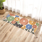 Nostalgia Tribal Pattern Rug Multicolored Synthetic Area Rug Pet-Friendly Easy Care Rug with Fringes for Bedroom