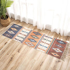 Nostalgia Tribal Pattern Rug Multicolored Synthetic Area Rug Pet-Friendly Easy Care Rug with Fringes for Bedroom