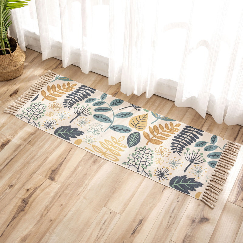 Nostalgia Tribal Pattern Rug Multicolored Synthetic Area Rug Pet-Friendly Easy Care Rug with Fringes for Bedroom