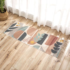 Nostalgia Tribal Pattern Rug Multicolored Synthetic Area Rug Pet-Friendly Easy Care Rug with Fringes for Bedroom