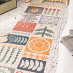 Nostalgia Tribal Pattern Rug Multicolored Synthetic Area Rug Pet-Friendly Easy Care Rug with Fringes for Bedroom