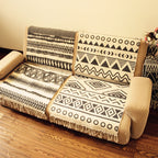 Western Bedroom Rug Multicolored Tribal Geo Rug Cotton Blend Easy Care Washable Area Rug with Fringe