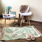 Western Bedroom Rug Multicolored Tribal Geo Rug Cotton Blend Easy Care Washable Area Rug with Fringe