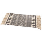 Classic geometric printed rug Multicolored cotton blend rug easy to maintain washable rug with fringes for the bedroom
