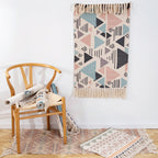 Americana Bedroom Rug Multicolored geometric print area rug machine washable easy care with fringes