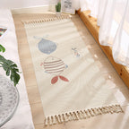 Americana Bedroom Rug Multicolored geometric print area rug machine washable easy care with fringes
