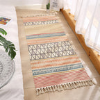 Americana Bedroom Rug Multicolored geometric print area rug machine washable easy care with fringes