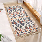Americana Bedroom Rug Multicolored geometric print area rug machine washable easy care with fringes