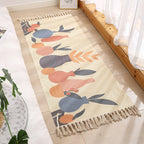 Americana Bedroom Rug Multicolored geometric print area rug machine washable easy care with fringes
