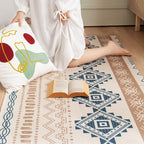 Southwest Bedroom Rug Multicolor Tribal Pattern Area Rug Cotton Blend Machine Washable Stain Resistant Rug