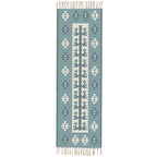 Moroccan Rug Multicolored Tribe Totem Rug Cotton Blend Washable Handcrafted Rug with Fringes