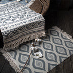Retro Bedroom Rug Multicolored Geometric Print Area Rug Fabric Machine Washable Carpet with Fringe