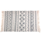 Retro Bedroom Rug Multicolored Geometric Print Area Rug Fabric Machine Washable Carpet with Fringe