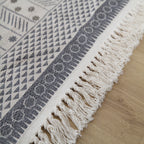 Western Living Room Rug Multicolored Geo Pattern Rug Cotton Blend Washable Handwoven Rug with Fringes