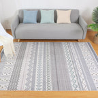Multicolor living room wallpaper Moroccan geometric print rug cotton blend machine washable braided rug