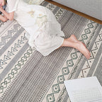 Multicolor living room wallpaper Moroccan geometric print rug cotton blend machine washable braided rug