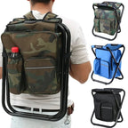 3-in-1 camouflage rucksack with folding chair & cooler compartment