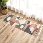 Nostalgia Tribal Pattern Rug Multicolored Synthetic Area Rug Pet-Friendly Easy Care Rug with Fringes for Bedroom