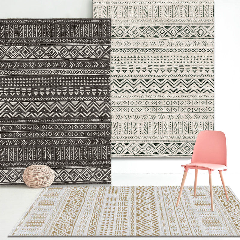 Ethnically Geometric Printed Rug Multi Colors Cotton Blend Indoor Rug Pet Friendly Easy Care Area Rug for Living Room